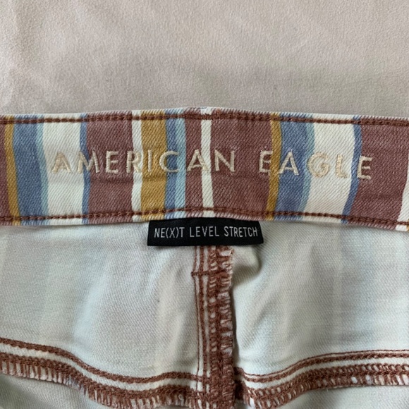 American Eagle Jeans 16 Short Hi-Rise Jegging Skinny Striped Stretchy Hippie - Picture 4 of 10